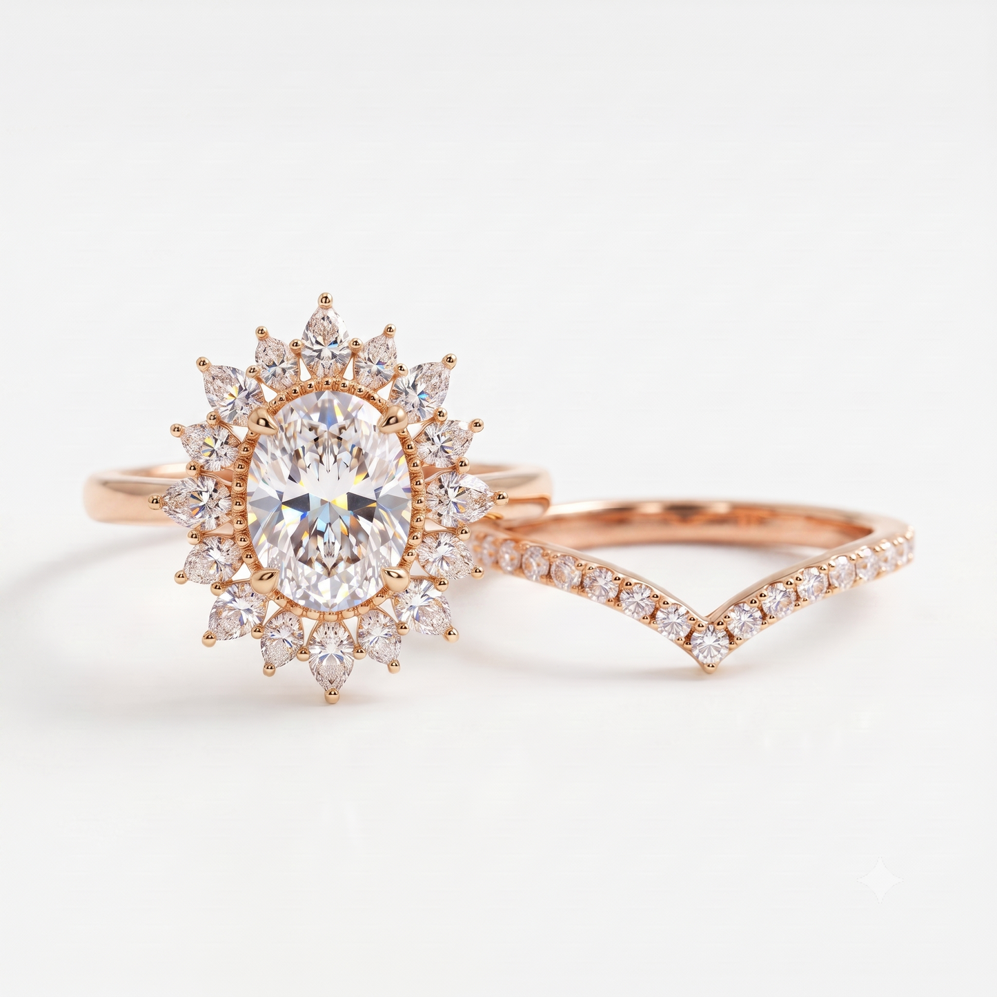 1.60 Ct Oval Lab-Grown Engagement & Bridal Ring Set