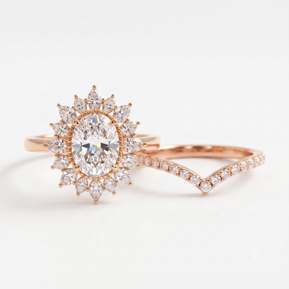1.60 Ct Oval Lab-Grown Engagement & Bridal Ring Set