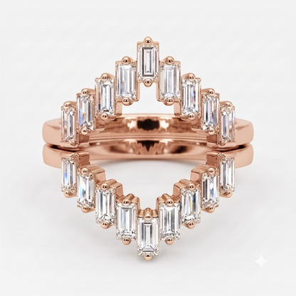 0.90 ct Baguette Cut Lab Grown Diamond Open Cuff Wedding Band