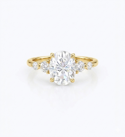 2CT Oval Cut Lab Grown Diamond Engagement Ring • Rose Gold Cluster Bridal Ring