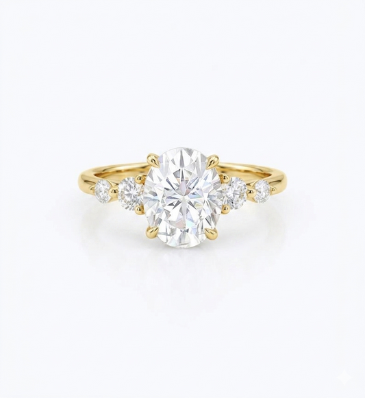 2CT Oval Cut Lab Grown Diamond Engagement Ring • Rose Gold Cluster Bridal Ring