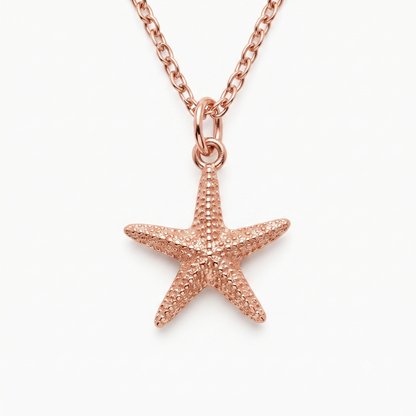 14k Gold Gold Starfish Beach Charm Necklace
