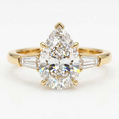 2.0ct Pear Shape Three Stone Lab-Grown Engagement Ring