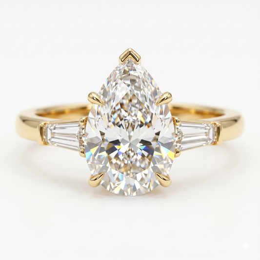 2.0ct Pear Shape Three Stone Lab-Grown Engagement Ring