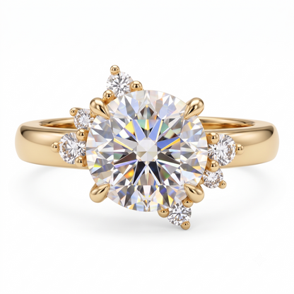 1.00ct Round Cut Lab Grown Diamond  Floral Cluster Engagement Ring