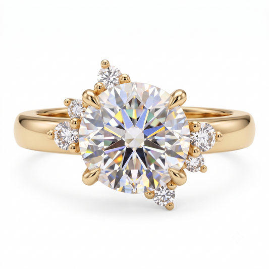 floral cluster lab grown diamond engagement ring