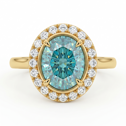 Antique Vintage Style Ring,3.30 TCW Oval Cyan Blue Lab-Grown Ring