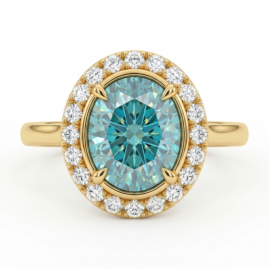 Antique Vintage Style Ring,3.30 TCW Oval Cyan Blue Lab-Grown Ring