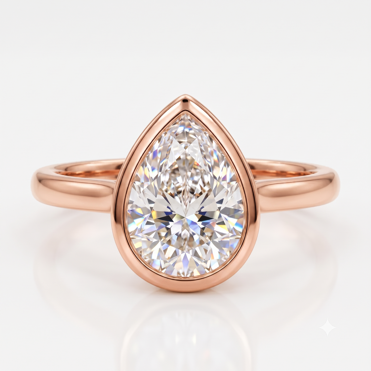 Pear Bezel Diamond Ring 1.25ct – 14K Gold Engagement & Bridal Ring