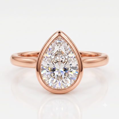 Pear Bezel Diamond Ring 1.25ct – 14K Gold Engagement & Bridal Ring