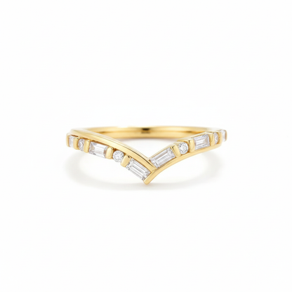 0.195 ct Art Deco Baguette  Lab-Grown Curved Wedding Band