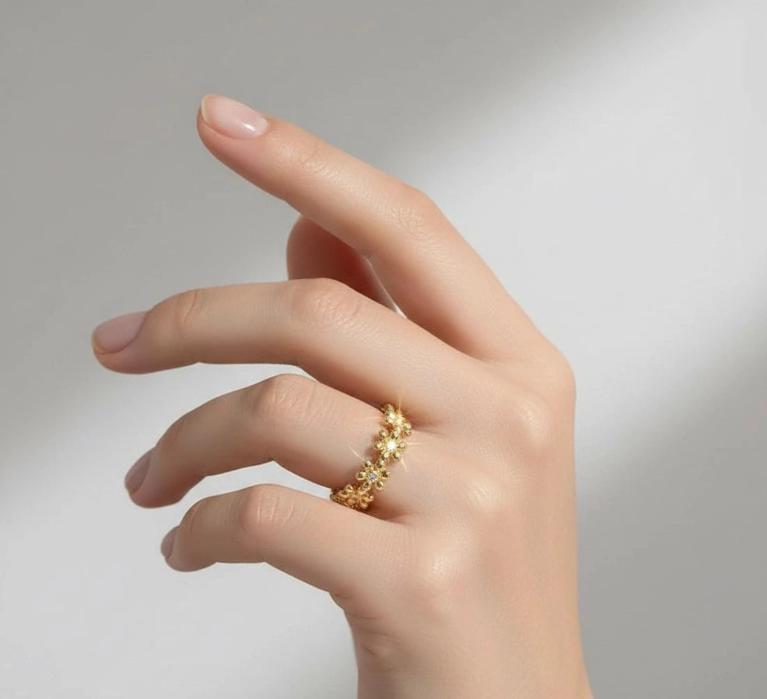 floral diamond eternity ring for women