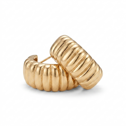 Charlotte Bold Ribbed Statement Hoops • 14K Gold