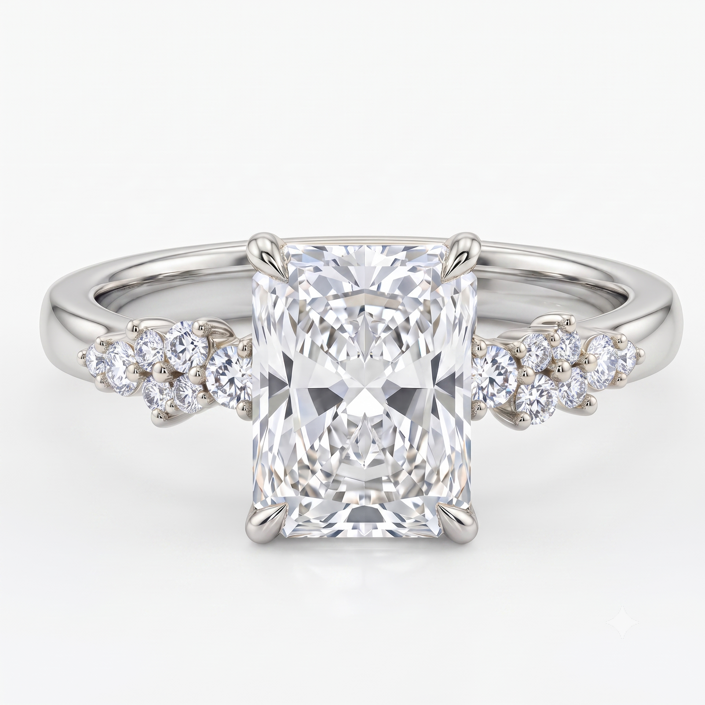 2 Ct Radiant Lab Grown Diamond Ring – Cluster Design