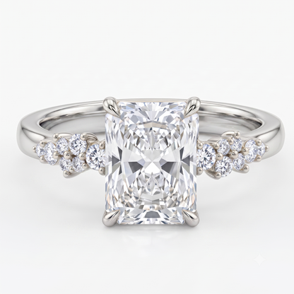 2 Ct Radiant Lab Grown Diamond Ring – Cluster Design