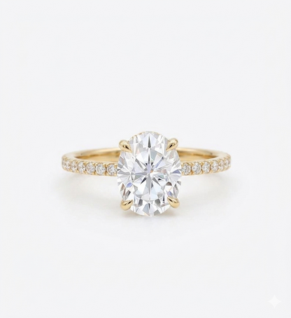 2.40CT Oval Cut Lab Grown Diamond Engagement Ring.Half Eternity Bridal Ring