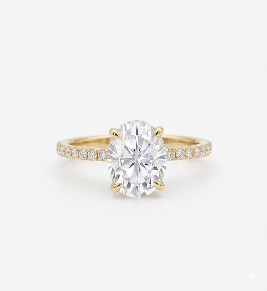 2.40CT Oval Cut Lab Grown Diamond Engagement Ring.Half Eternity Bridal Ring