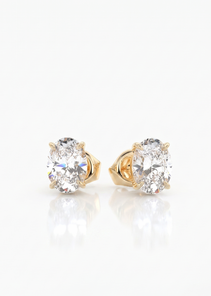 4 ct Oval Lab-Grown Diamond Stud Earrings – Classic Solitaire