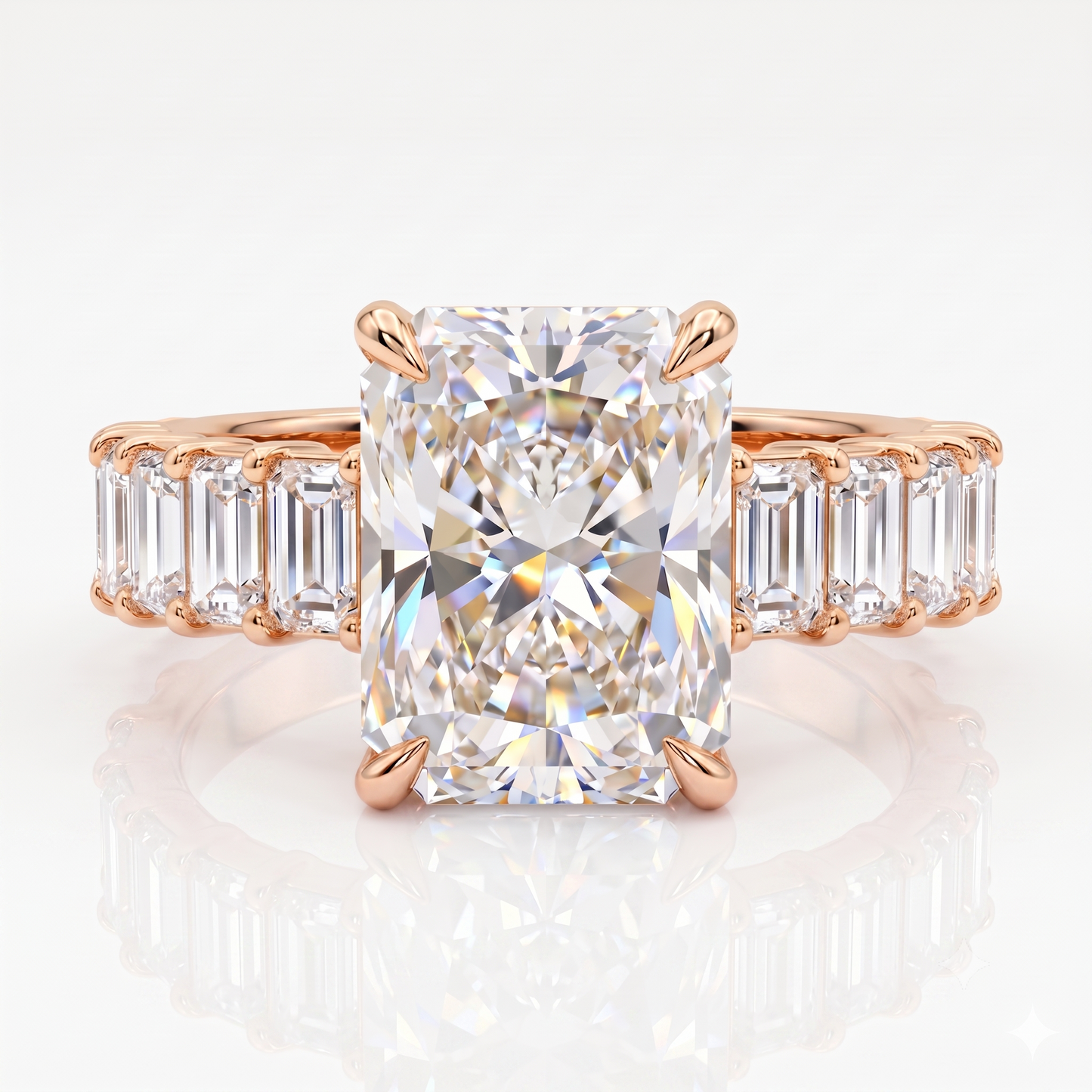 2.0CT Radiant 14K Yellow Gold Engagement Ring