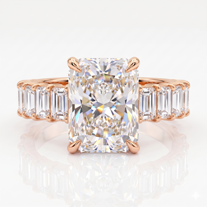 2.0CT Radiant 14K Yellow Gold Engagement Ring