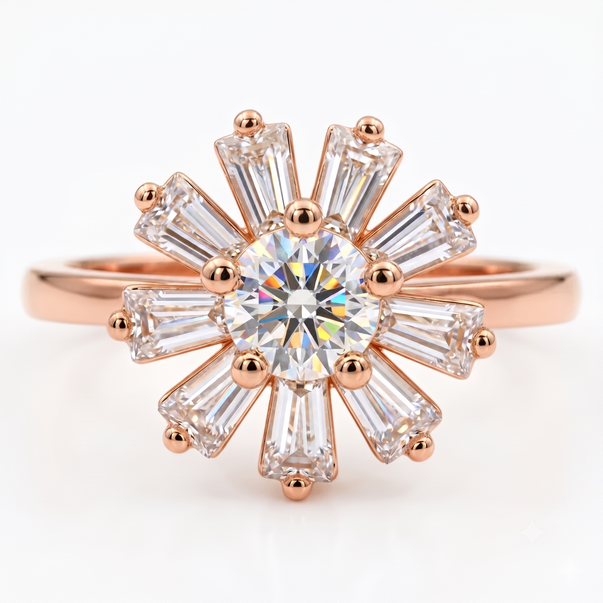 Round & Baguette Cut Diamond Wedding Ring