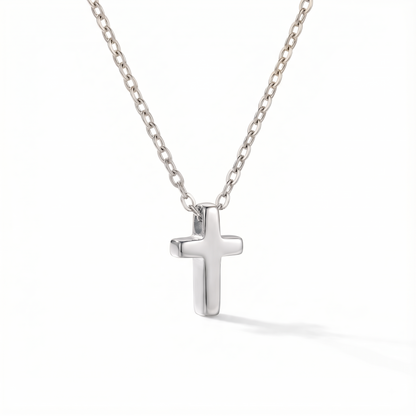 14K Gold Dainty Cross Necklace - Minimal Tiny Pendant