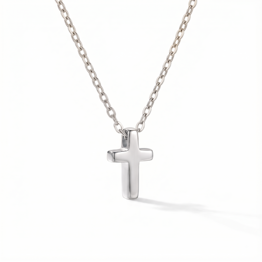 14K Gold Dainty Cross Necklace - Minimal Tiny Pendant