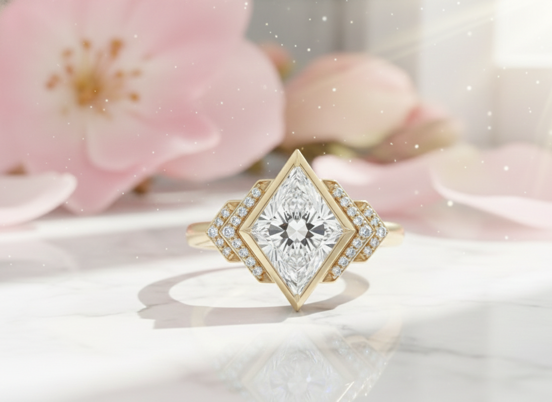 3.30 Ct Kite Cut Lab Grown Diamond Engagement Ring