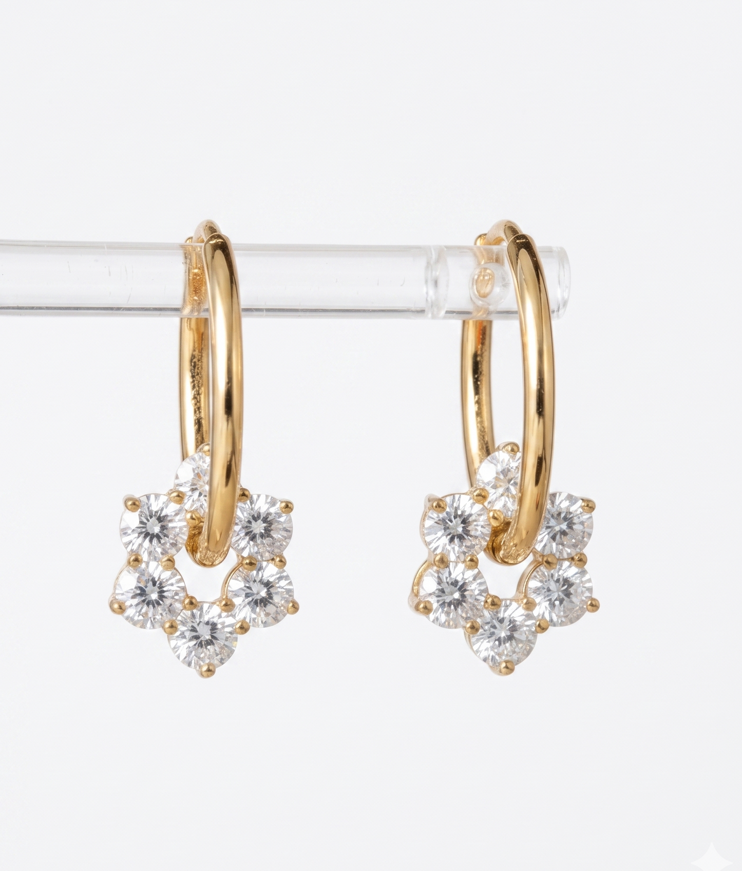 Lab-Grown Diamond Floral Cluster Gold Huggie Hoop Earrings