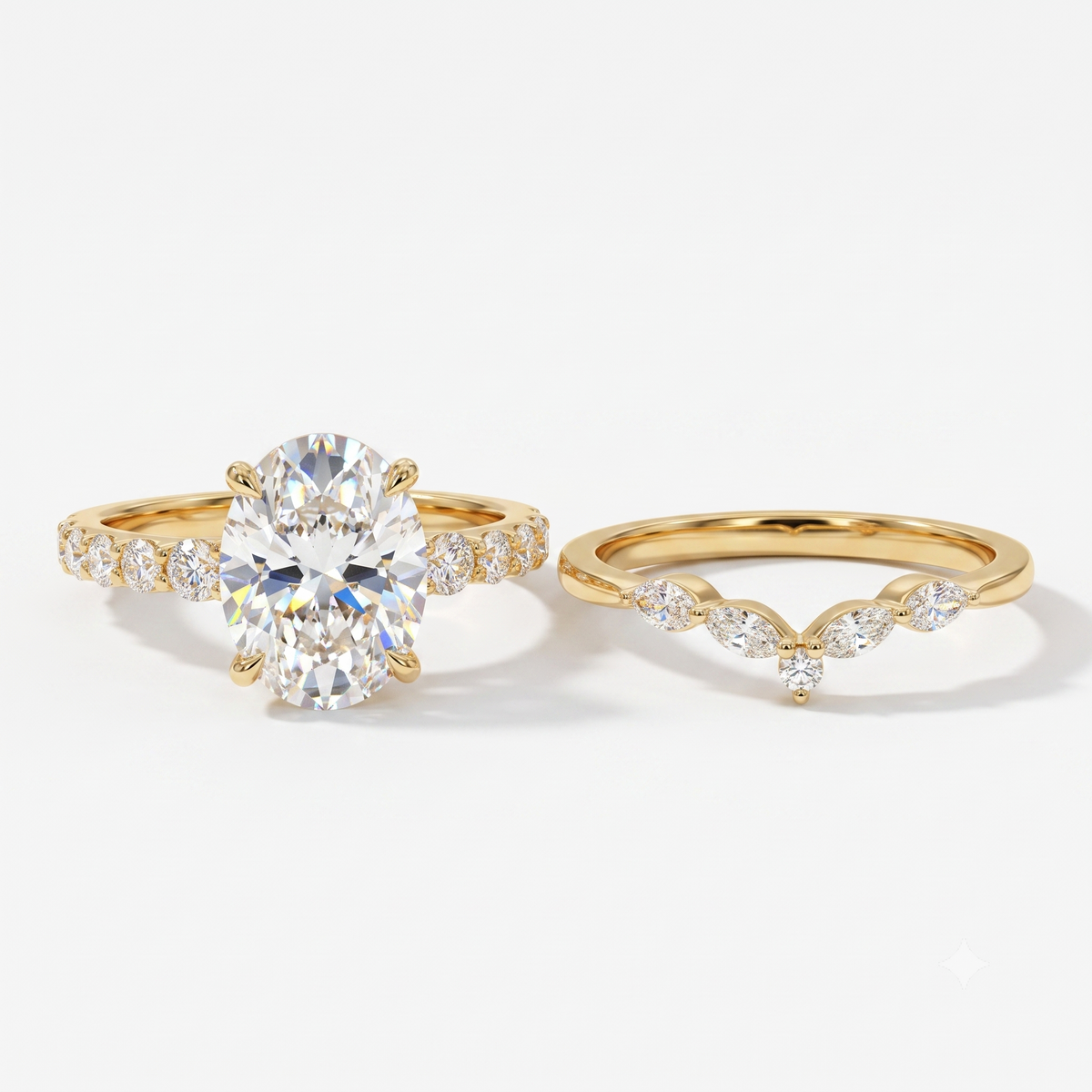 1.80 Ct Oval Lab-Grown Diamond Engagement Ring Set