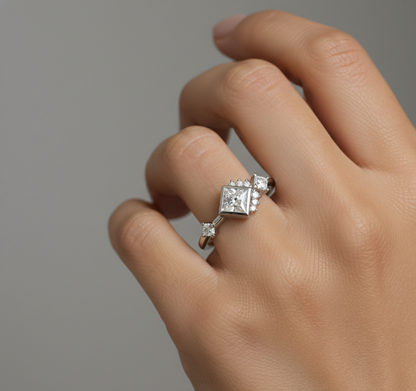 1.05 Ct Princess Cut Lab Grown Diamond Engagement Ring
