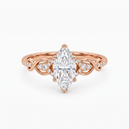 1.00ct Marquise Lab Grown Diamond Engagement Ring • Vintage Twist White Gold Ring