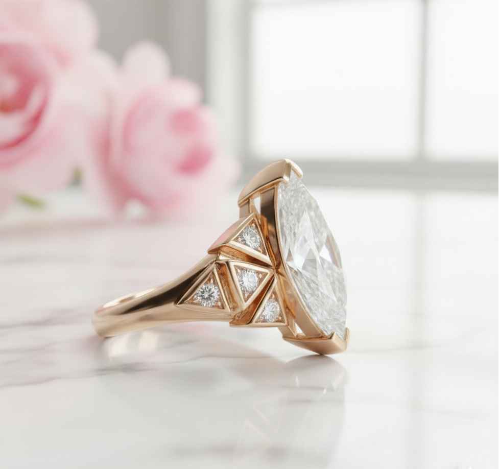 3.930ct Marquise Cut Lab-Grown Diamond Engagement Ring