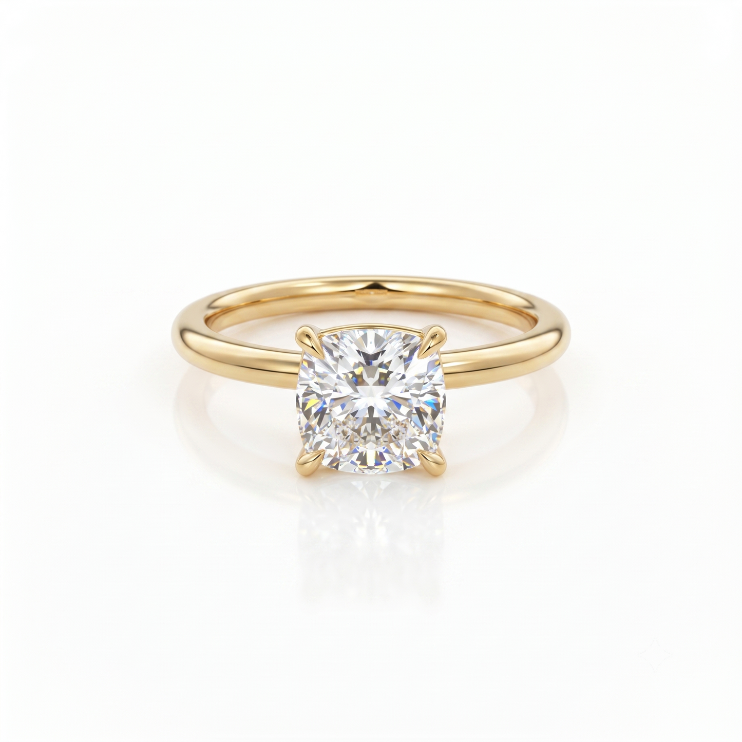 2.00Ct Cushion Cut Lab Grown Diamond Engagement Ring in 14k Yellow Gold
