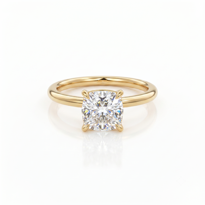 2.00Ct Cushion Cut Lab Grown Diamond Engagement Ring in 14k Yellow Gold