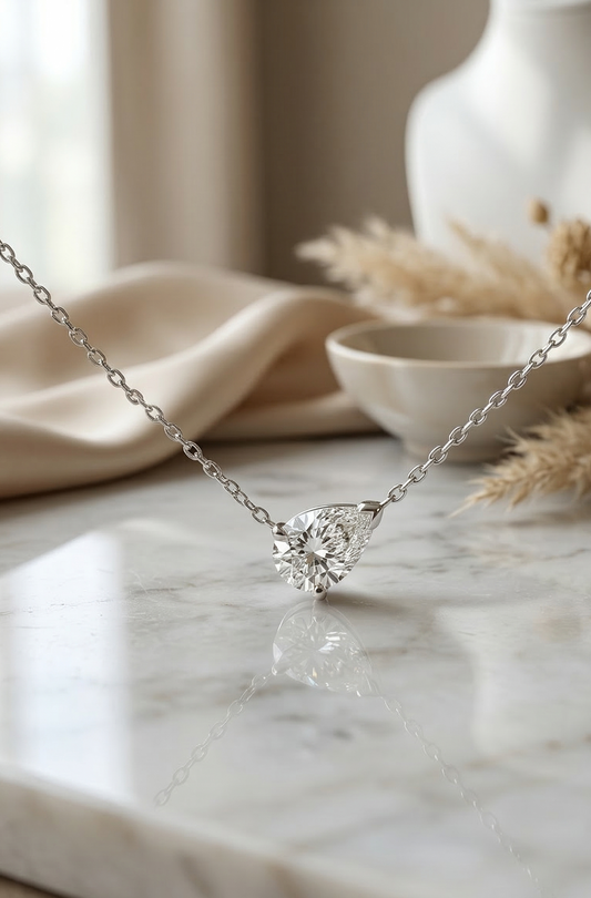 1 Carat Pear Lab Grown Diamond Pendant Necklace