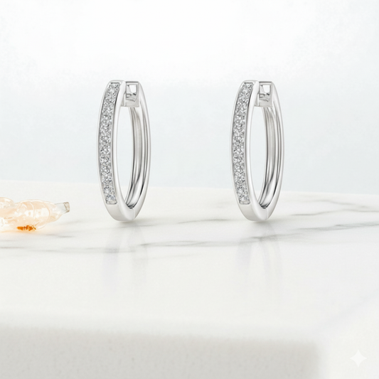 1/3ct Pavé-Set Lab-Grown Diamond Hoop Earrings