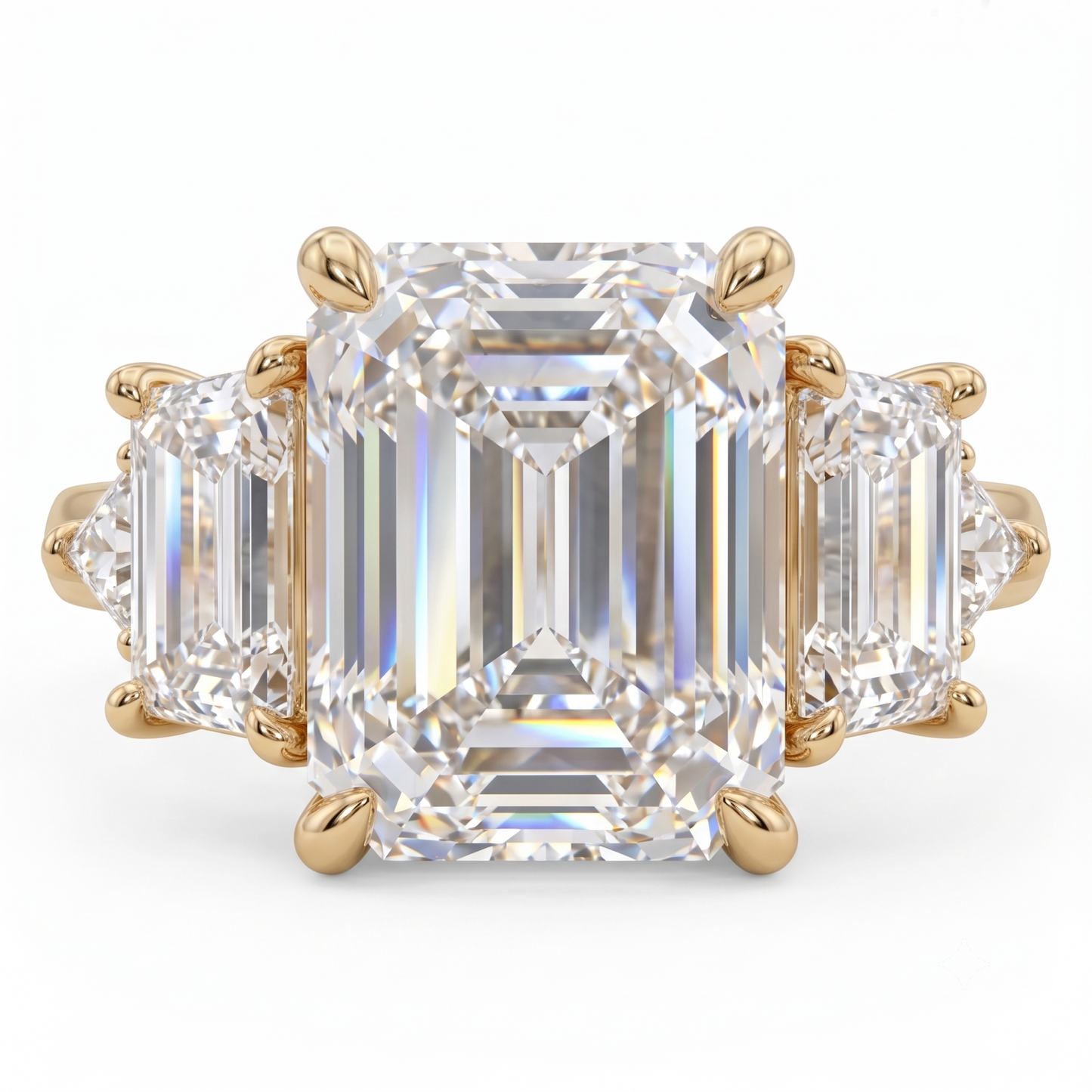 1.00ctw Three Stone Emerald Cut Lab-GrownEngagement Ring