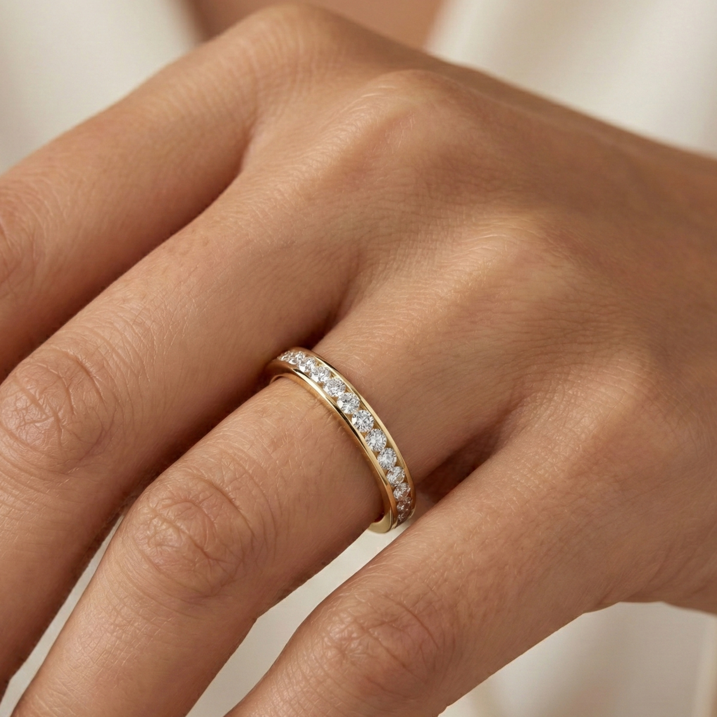 0.180Ct Moissanite Wedding Band Channel Set Diamond Ring