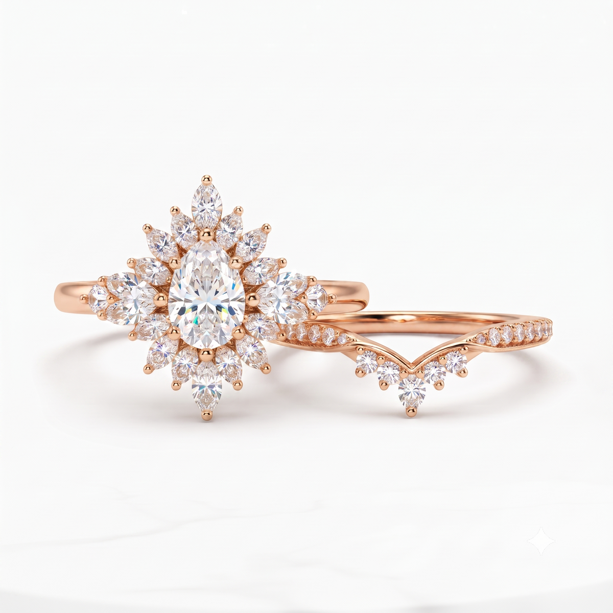 1.70 Ct Pear Cut Diamond Bridal Set – Halo Engagement Ring