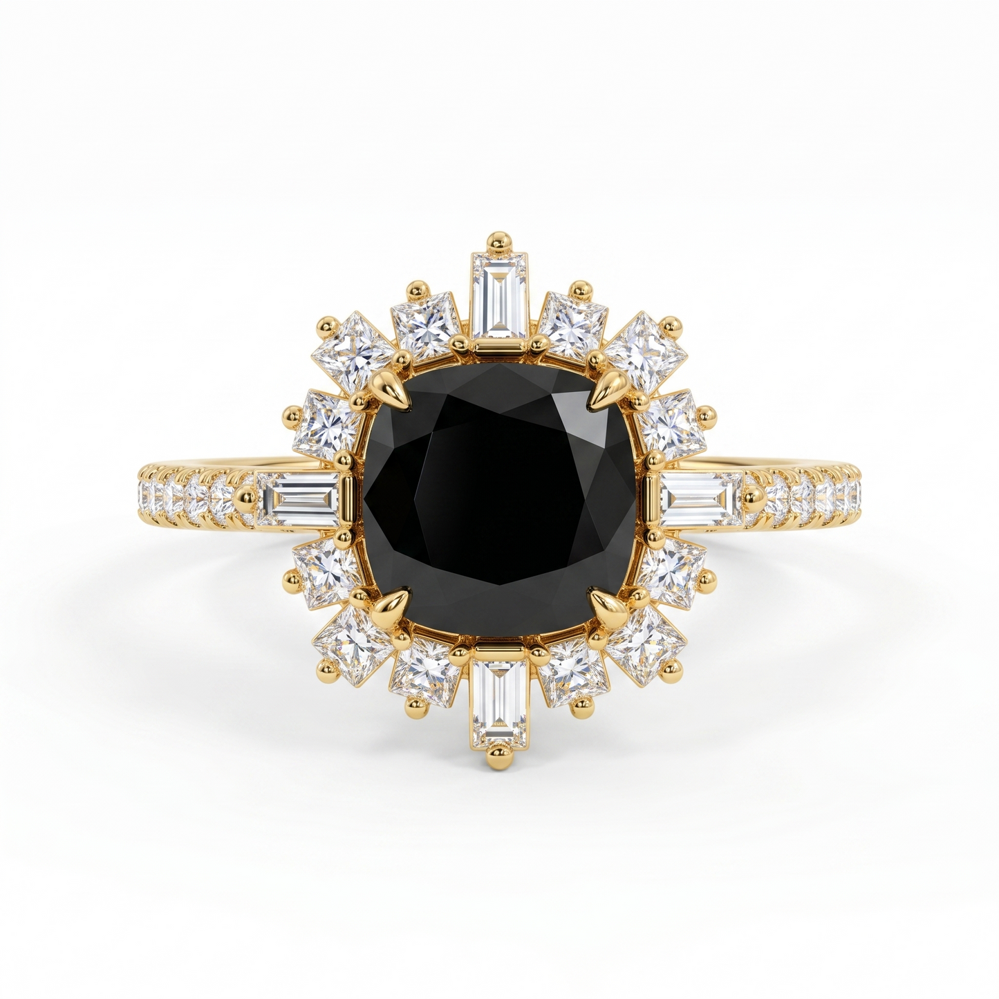 1.50ct Elongated Cushion black onyx engagement ring
