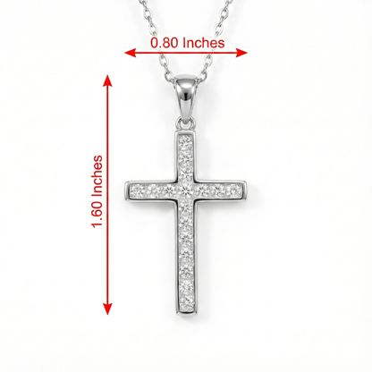 0.580 ct Lab-Grown Cross Pendant - Princess Cut Tennis Necklace