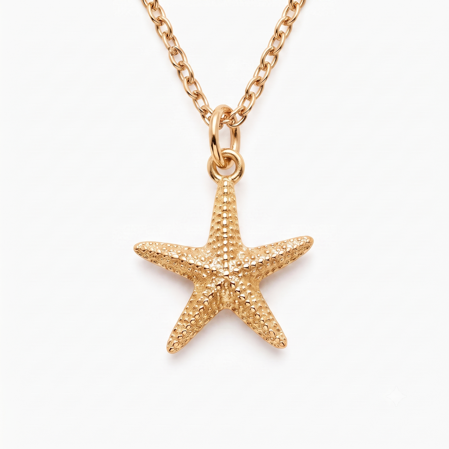 14k Gold Gold Starfish Beach Charm Necklace