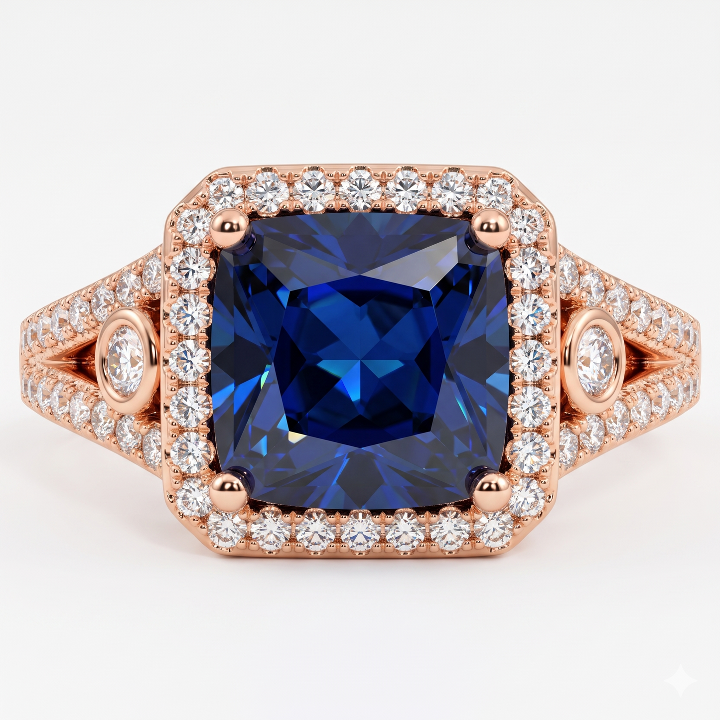 Brilliant 7mm Princess Cut Fancy Blue Lab Created Sapphire Anniversary Female Ring
