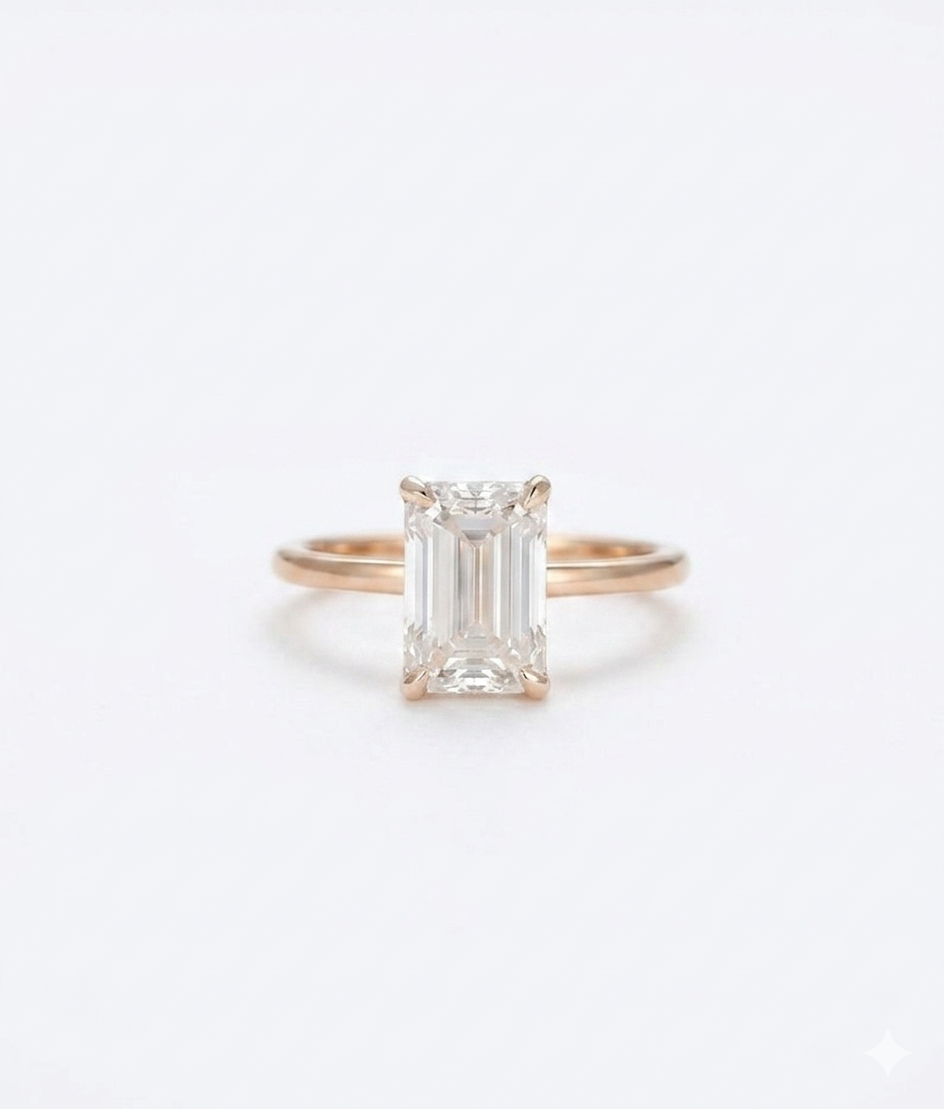 2.5 CT Emerald Cut Hidden Halo Lab-Grown Engagement Ring