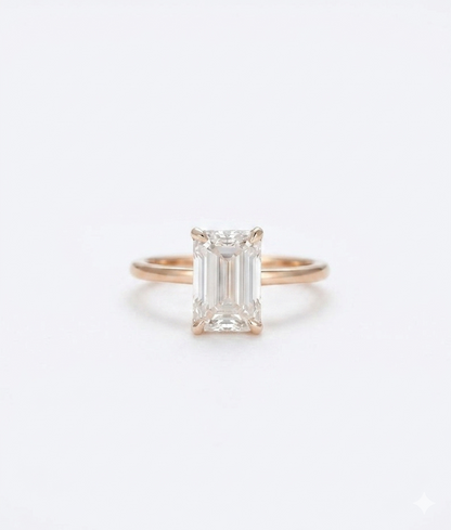 2.5 CT Emerald Cut Hidden Halo Lab-Grown Engagement Ring