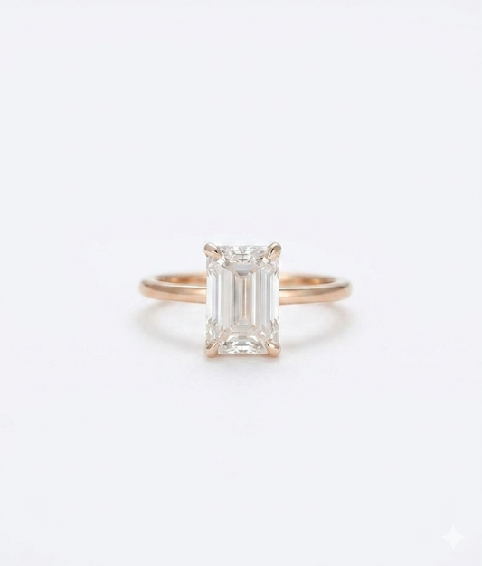 2.5 CT Emerald Cut Hidden Halo Lab-Grown Engagement Ring