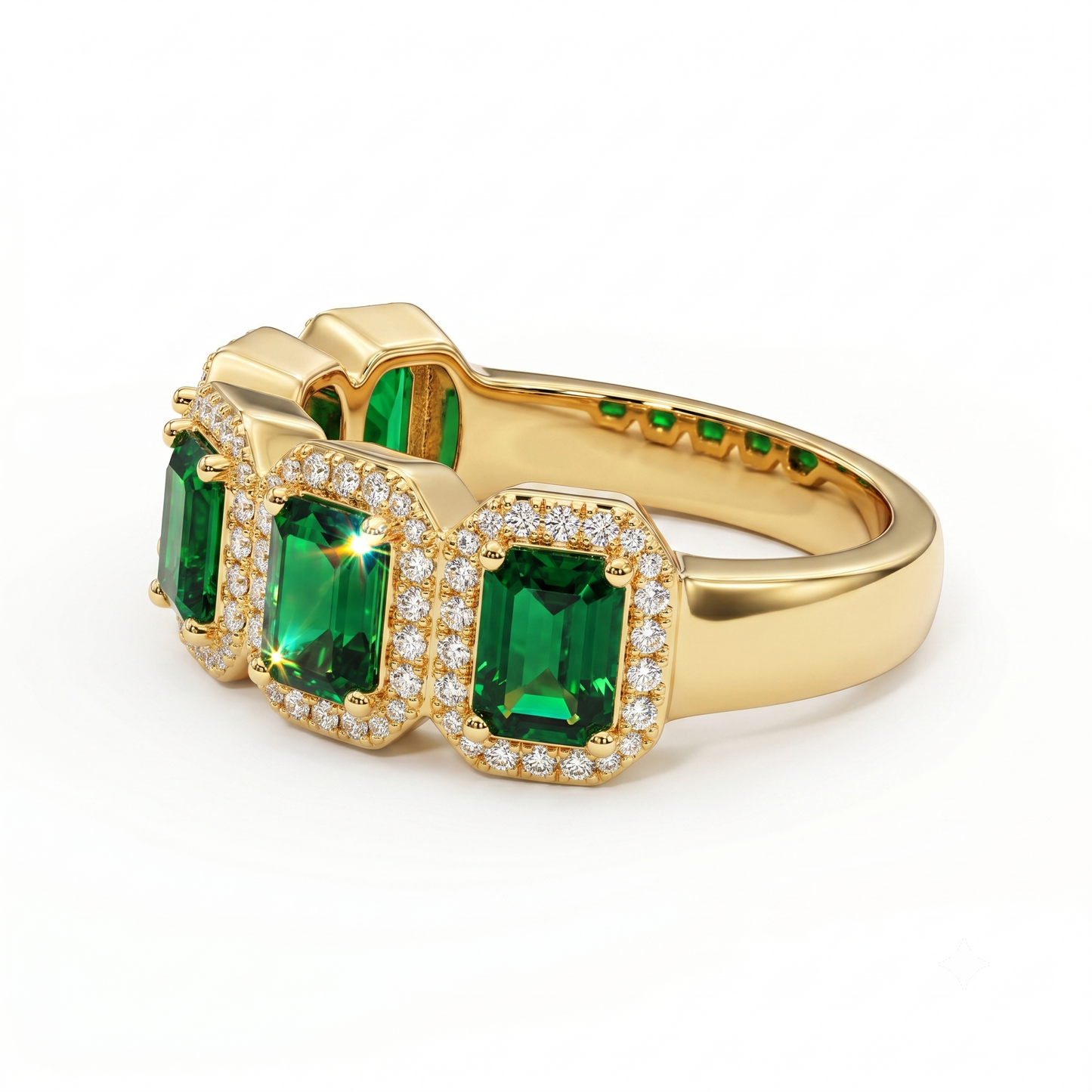1.10ct Emerald Cut Green Lab Grown Diamond Ring