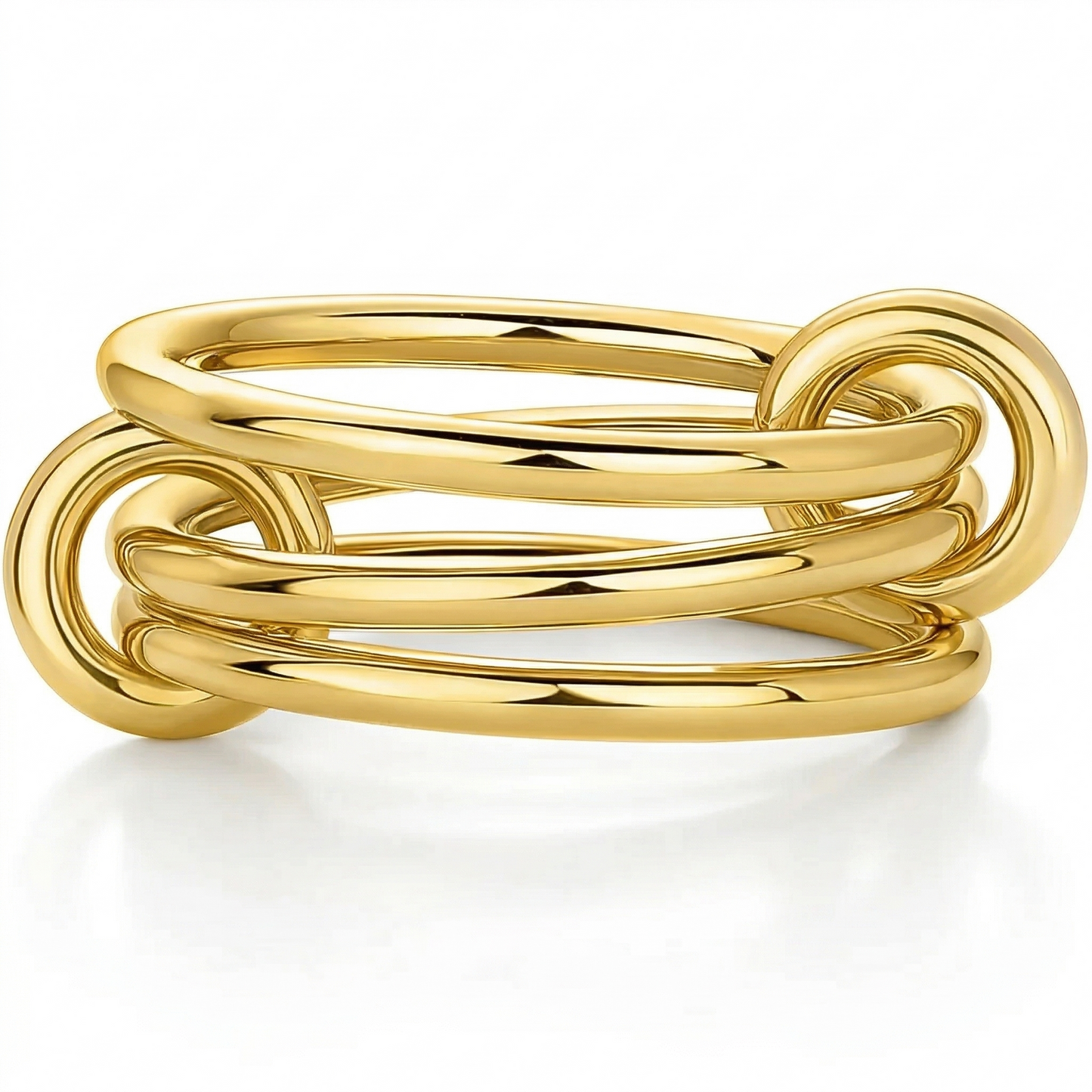 14K Two‑Tone Gold Interlocking Multi‑Link Ring