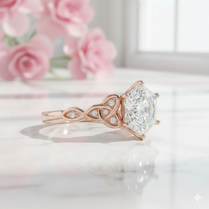 1.30 Ct Hexagon Lab Diamond Engagement Ring - with Infinity Band
